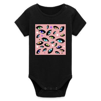 colorful eyes - Organic Short Sleeve Baby Bodysuit by Stanley/Stella - black - Front