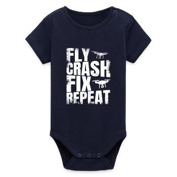 Fly_Crash_Fix_Repeat - Organic Kurzarm-Babybody von Stanley/Stella - Navy - Vorne