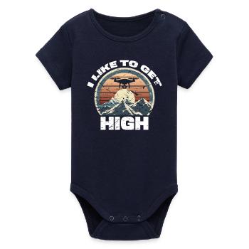 Drone I like to get high - Organic Short Sleeve Baby Bodysuit by Stanley/Stella - navy - Front