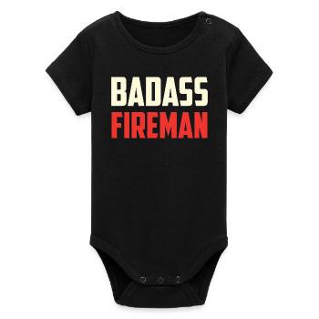Combatant firefighter badass - Organic Short Sleeve Baby Bodysuit by Stanley/Stella - black - Front