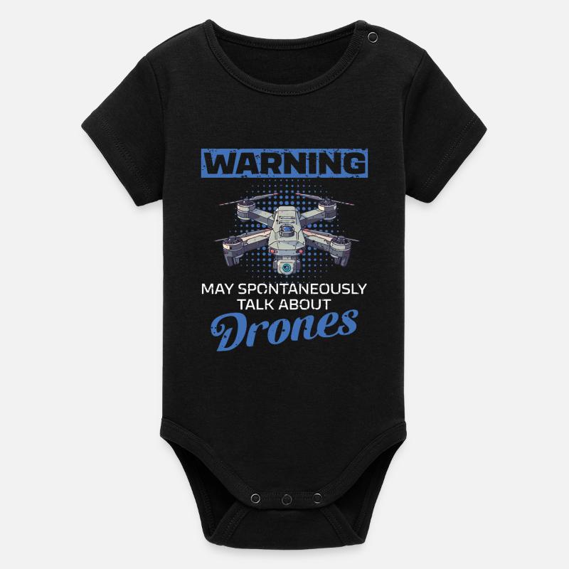 Pilote de drone drôle avec des dictons - Body bébé manches courtes bio Stanley/Stella - noir