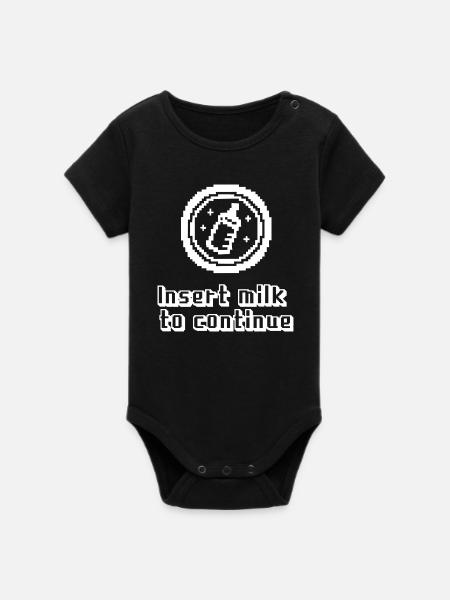 Indsæt mælk for at fortsætte baby - Stanley/Stella kortærmet babybody økologisk - sort