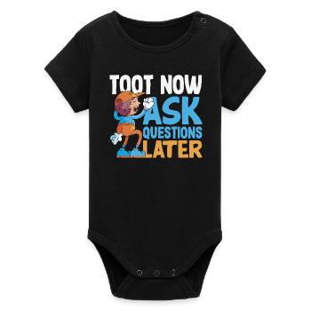 Öffentlicher Pfurz Lustig Unangemessen - Organic Kurzarm-Babybody von Stanley/Stella - Schwarz - Vorne