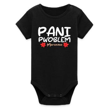 Pani Pwoblem Martinique Antilles Humour Créole - Body bébé manches courtes bio Stanley/Stella - noir - Devant