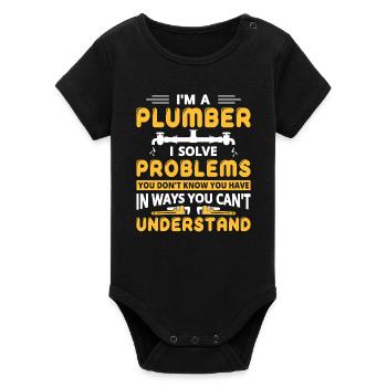 Chauffagiste Plombier Plombier de construction chauffage - Body bébé manches courtes bio Stanley/Stella - noir - Devant