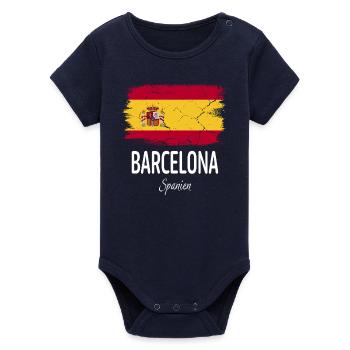 Barcelona - Organic Short Sleeve Baby Bodysuit by Stanley/Stella - navy - Front