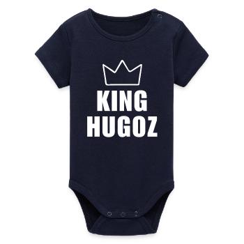 Hugoz Name mit Buchstabe H - Königskronen-Shirt - Organic Kurzarm-Babybody von Stanley/Stella - Navy - Vorne