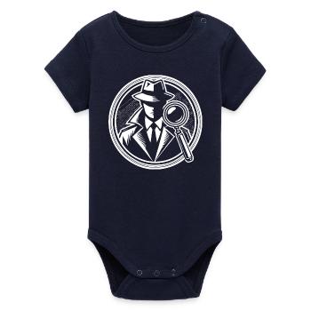 Detective Design – À la recherche d’indices à la loupe - Body bébé manches courtes bio Stanley/Stella - marine - Devant