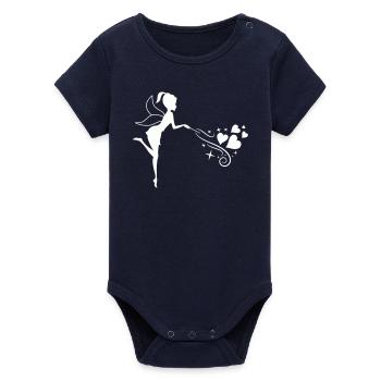 Fairytale fairy with heart magic - Organic Short Sleeve Baby Bodysuit by Stanley/Stella - navy - Front