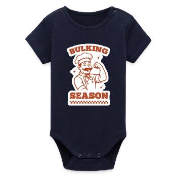 Bulking Season - Organic Short Sleeve Baby Bodysuit by Stanley/Stella - navy - Front