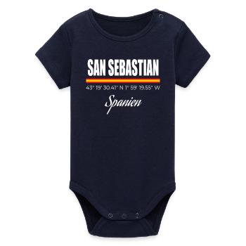San Sebastian - Organic Short Sleeve Baby Bodysuit by Stanley/Stella - navy - Front