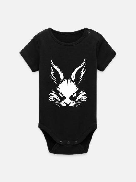 böser Hase weiß :) - Organic Kurzarm-Babybody von Stanley/Stella - Schwarz