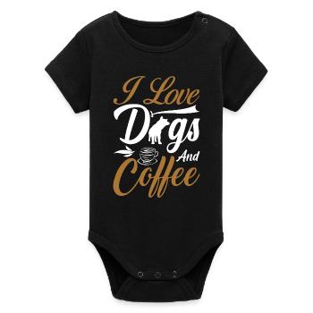 love coffee and dogs - Organic Short Sleeve Baby Bodysuit by Stanley/Stella - black - Front