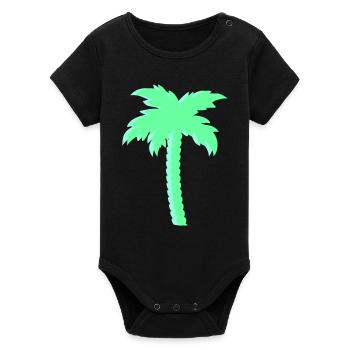 Mint Palme im Neonlook - Organic Kurzarm-Babybody von Stanley/Stella - Schwarz - Vorne