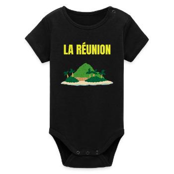 T-shirt île La Réunion tropicale - Body bébé manches courtes bio Stanley/Stella - noir - Devant