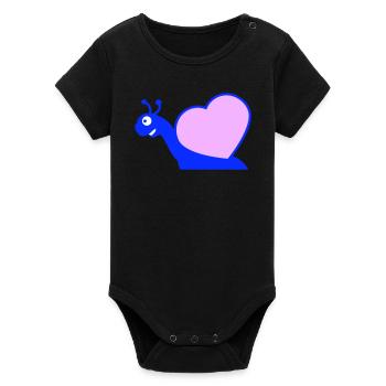 Escargot Coeur Escargot Coquille Mignon Amour Romantique - Body bébé manches courtes bio Stanley/Stella - noir - Devant