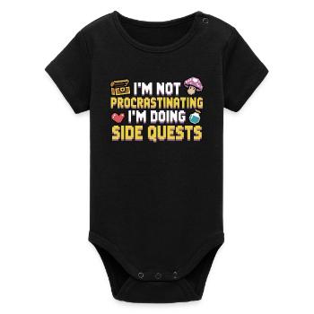 Im Not Procrastinating Im Doing Side Quests - Organic Short Sleeve Baby Bodysuit by Stanley/Stella - black - Front