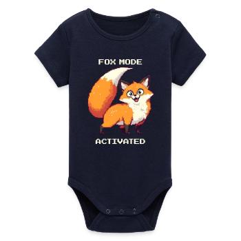 Fox Mode Enabled | derpy fox humor - Organic Short Sleeve Baby Bodysuit by Stanley/Stella - navy - Front