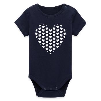 Mosaïque de coeurs faite de petits coeurs - Body bébé manches courtes bio Stanley/Stella - marine - Devant