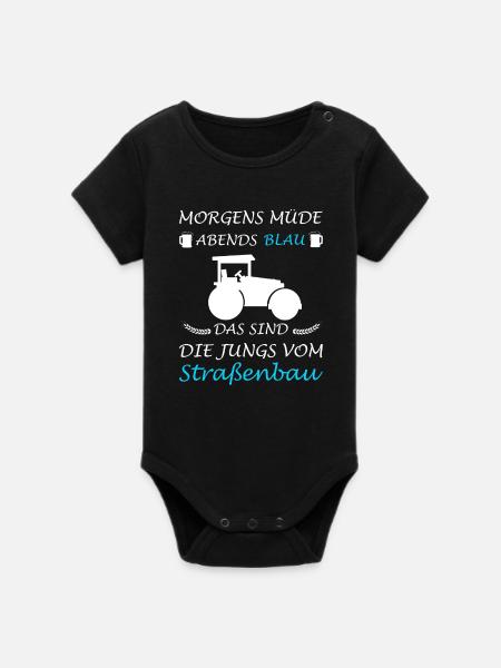 Straßenbau Straßenbauer Bauarbeiter - Organic Kurzarm-Babybody von Stanley/Stella - Schwarz