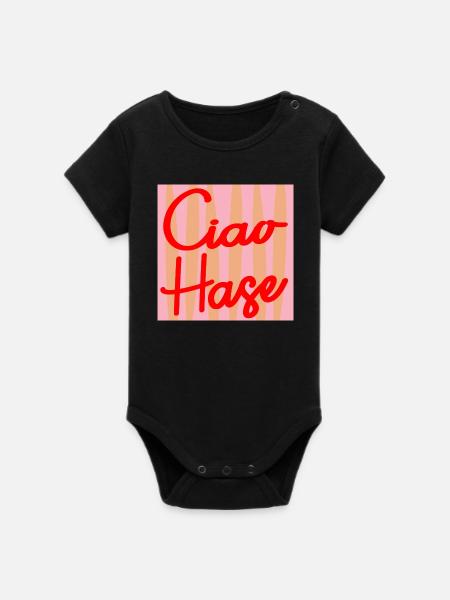 CIAO HASE SELBSTWERT - Organic Kurzarm-Babybody von Stanley/Stella - Schwarz
