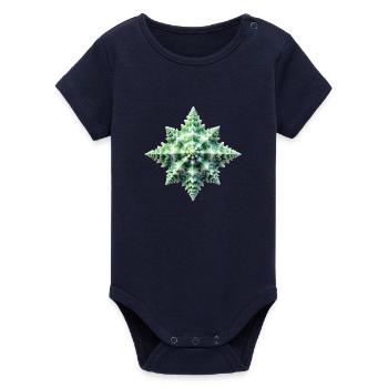 Coque étoile verte - Body bébé manches courtes bio Stanley/Stella - marine - Devant