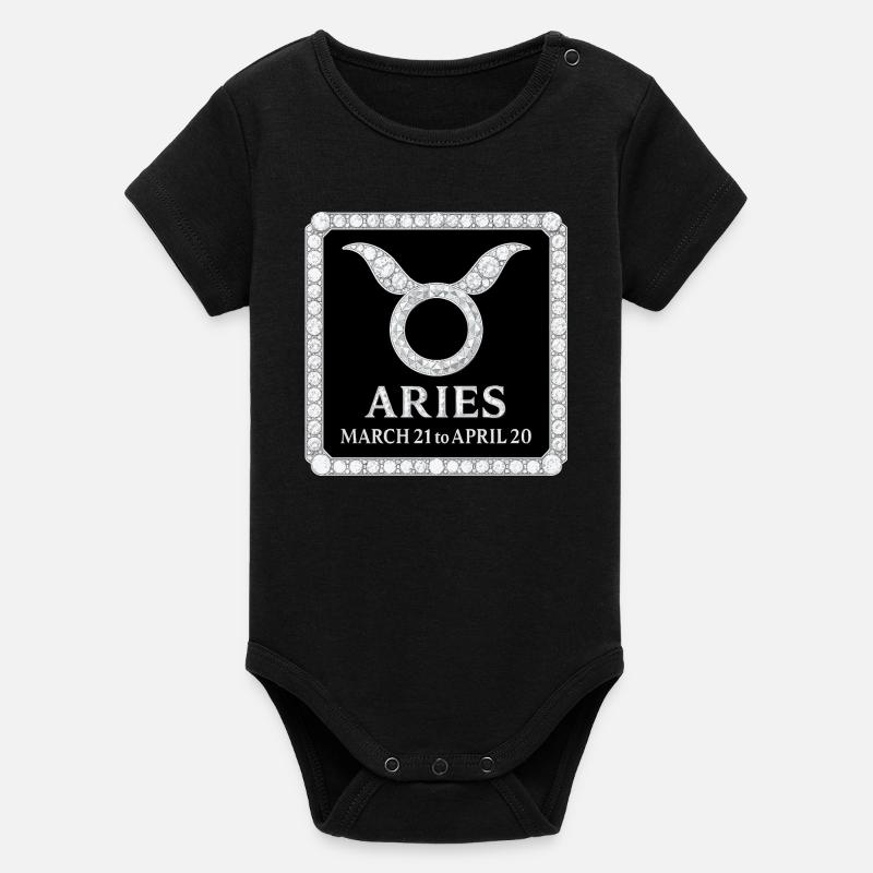 Sternzeichen Widder - Organic Kurzarm-Babybody von Stanley/Stella - Schwarz