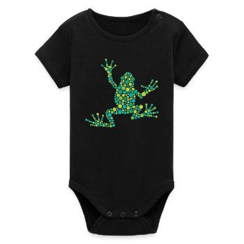 Dot frog made of colorful circles - Organic Short Sleeve Baby Bodysuit by Stanley/Stella - black - Front