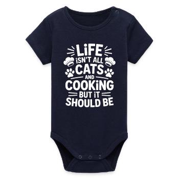 Cooking Saying Cats Funny Baking Gift - Organic Short Sleeve Baby Bodysuit by Stanley/Stella - navy - Front