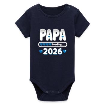 2026 Papa Loading – werdender Vater Geschenk - Organic Kurzarm-Babybody von Stanley/Stella - Navy - Vorne