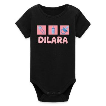 Pacifier Dilara - Organic Short Sleeve Baby Bodysuit by Stanley/Stella - black - Front