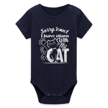 Sorry I can t I have plans with my Cat  - Organic Short Sleeve Baby Bodysuit by Stanley/Stella - navy - Front