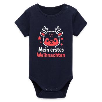 Mon premier Noël - Parents de bébé rennes - Body bébé manches courtes bio Stanley/Stella - marine - Devant