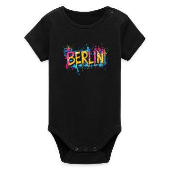 Berlin Graffiti Police Street Art Style Urbain - Body bébé manches courtes bio Stanley/Stella - noir - Devant