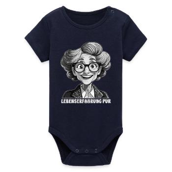 ÄLTERE FRAU LEBENSERFAHRUNG PUR - Organic Kurzarm-Babybody von Stanley/Stella - Navy - Vorne