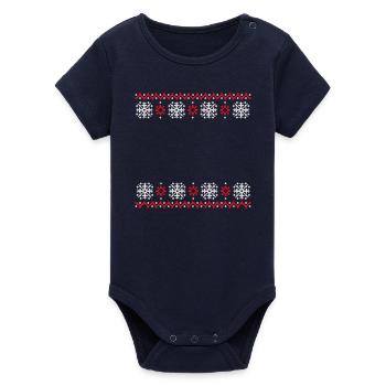 Ugly Sweater Christmas Pattern Snowflakes Cool - Organic Short Sleeve Baby Bodysuit by Stanley/Stella - navy - Front
