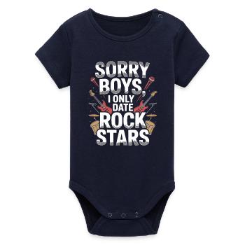 Festival Sorry Boys I Only Date Rock Stars Groupie - Organic Short Sleeve Baby Bodysuit by Stanley/Stella - navy - Front
