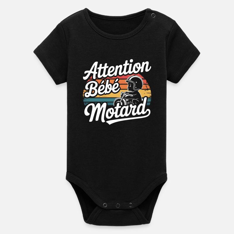 Attention Bébé Motard - Body bébé manches courtes bio Stanley/Stella - noir