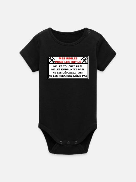 Werkzeuge - Organic Kurzarm-Babybody von Stanley/Stella - Schwarz