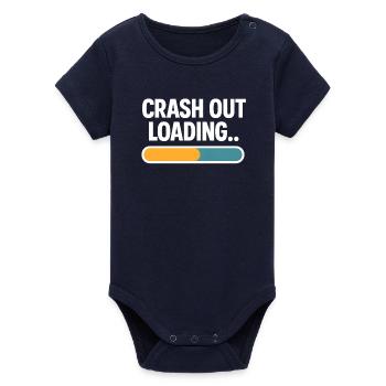 Crash Out Loading Progress Bar Funny Saying - Organic Short Sleeve Baby Bodysuit by Stanley/Stella - navy - Front