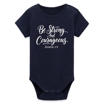 Sei stark und mutig Josua 1:9 Jesus - Organic Kurzarm-Babybody von Stanley/Stella - Navy - Vorne