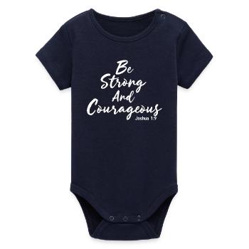Sei stark und mutig Josua 1:9 Jesus - Organic Kurzarm-Babybody von Stanley/Stella - Navy - Vorne