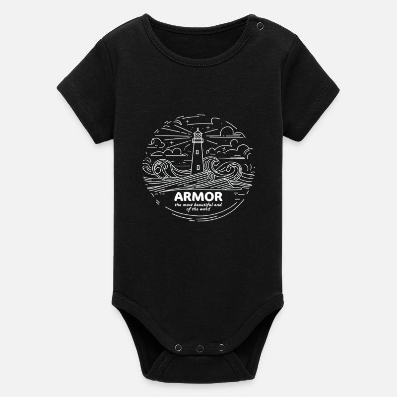 Côtes d'Armor Bretagne Pride Tshirt - Organic Short Sleeve Baby Bodysuit by Stanley/Stella - black