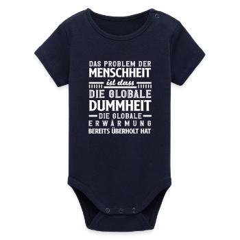 Crossword Puzzle Saying Humor - Organic Short Sleeve Baby Bodysuit by Stanley/Stella - navy - Front