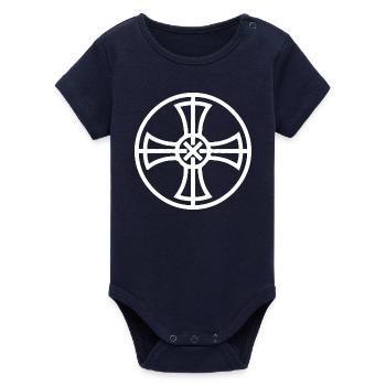 Sun Wheel - Organic Short Sleeve Baby Bodysuit by Stanley/Stella - navy - Front