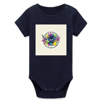 Buntes Cartoon-Musik-Logo - Organic Kurzarm-Babybody von Stanley/Stella - Navy - Vorne