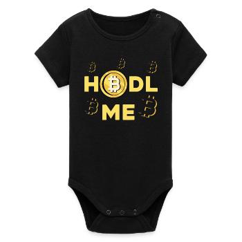 HODL ME Bitcoin Logo - Organic Kurzarm-Babybody von Stanley/Stella - Schwarz - Vorne