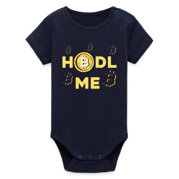 HODL ME Bitcoin Logo - Organic Kurzarm-Babybody von Stanley/Stella - Navy - Vorne