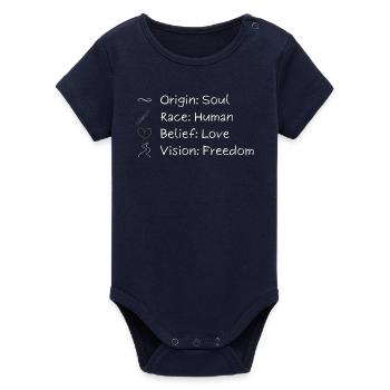 One Vision. One Freedom. One Humanity. - Organic Short Sleeve Baby Bodysuit by Stanley/Stella - navy - Front