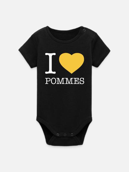 I love Pommes - Organic Kurzarm-Babybody von Stanley/Stella - Schwarz